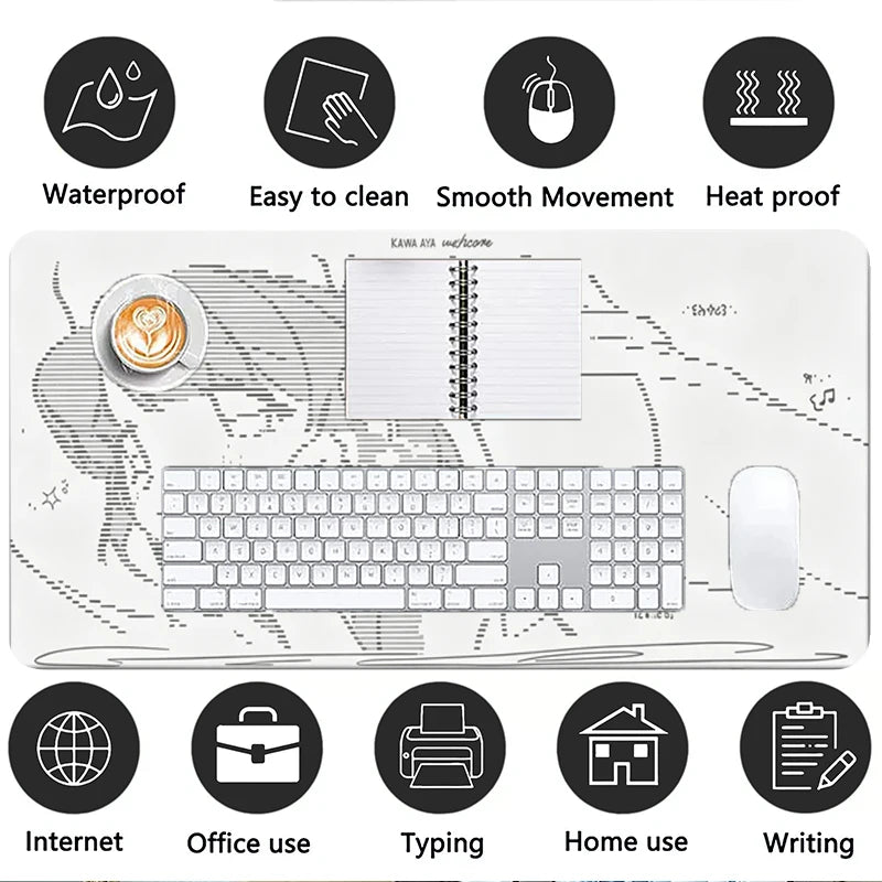 1Pcs Leather Mouse Pad Anime Angel Girl Y2k Kawaii Large Computer