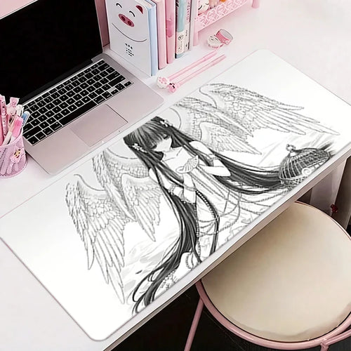 1Pcs Leather Mouse Pad Anime Angel Girl Y2k Kawaii Large Computer